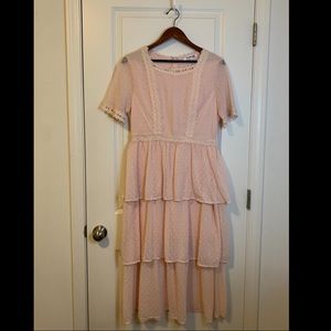 Patel Pink Midi Ruffle dress